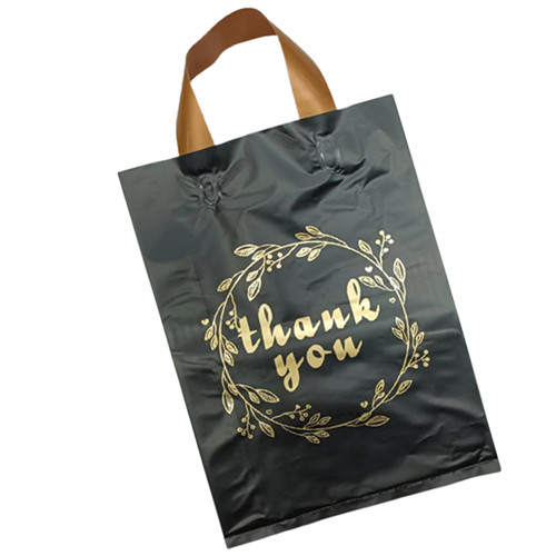 Custom Wholesale Business Thank You Black Plastic Bags 50 Pack With ...